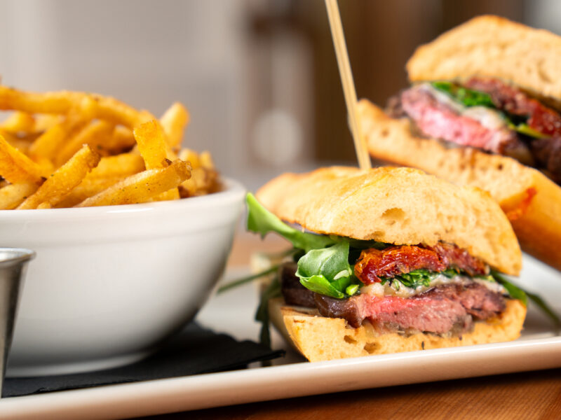 Table Food Drink Steak Sandwich