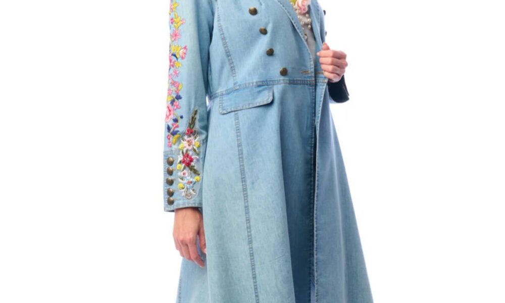 Blue moon embroidered denim jacket 2